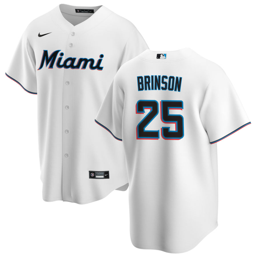 Nike Men #25 Lewis Brinson Miami Marlins Baseball Jerseys Sale-White